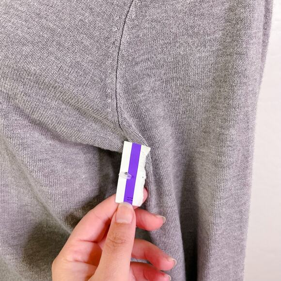 Max Studio Ruffle Scoop Neck Long Sleeve Knit Pullover Sweater Gray size S NWOT - Picture 10 of 12